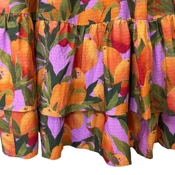 Farm Rio - NWT, Women’s ‘Mango Macaws’ Long-Sleeve Mini Dress in Lilac - Small - Picture 16 of 17